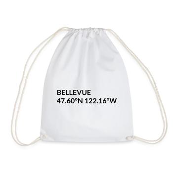 Bellevue, Washington, United States Coordinates - Drawstring Bag - white - Front