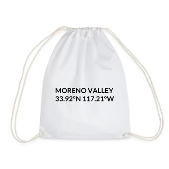 Moreno Valley, California, USA Coordinates - Drawstring Bag - white - Front