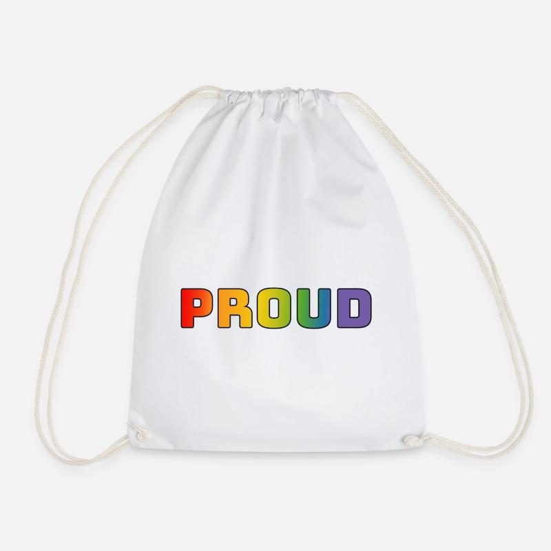 Rainbow proud black - Drawstring Bag - white