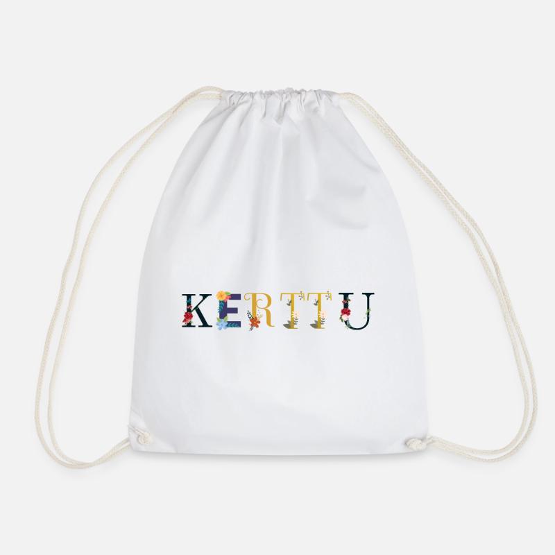 KERTTU name decorated with flowers - Drawstring Bag - white