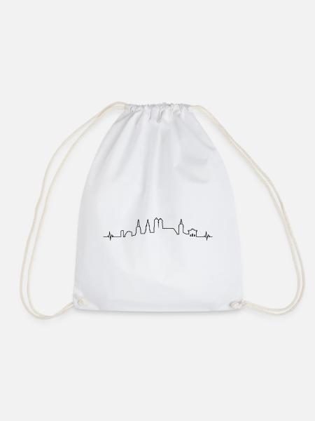 Heartbeat Munich Bavaria Monument Silhouette - Drawstring Bag - white