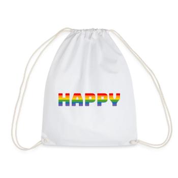 T-shirt arc-en-ciel Pride Happy | LGBT lgbtqi queer - Sac de sport léger - blanc - Devant