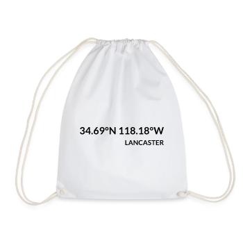 Lancaster California USA Coordinates - Drawstring Bag - white - Front