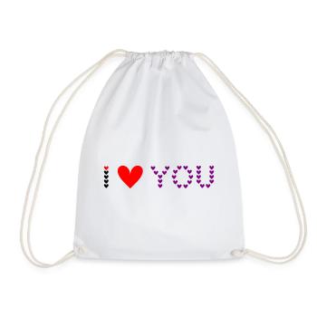 I love you - Heart Pattern - Drawstring Bag - white - Front