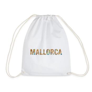Mallorca Typografie mit mediterraner Architektur - Turnbeutel - Weiß - Vorne