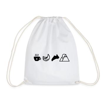 Mountain Sports Design Coffee Lover Climbing Banana - Drawstring Bag - white - Front