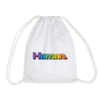Colorful Human Rainbow Pride Typography - Drawstring Bag - white - Front