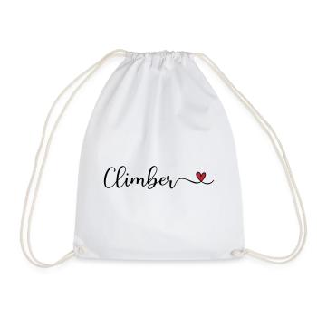 Climber Heart Typography - Drawstring Bag - white - Front