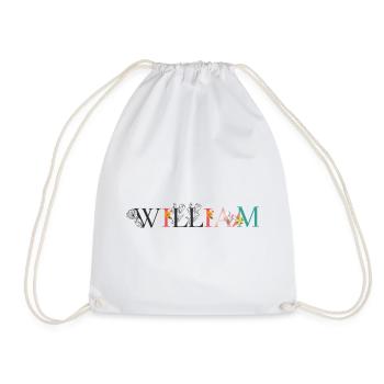 WILLIAM Name Art With Flowers Embroidered - Drawstring Bag - white - Front