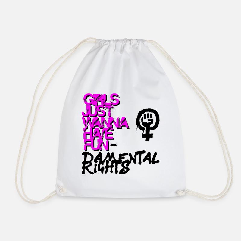 Girls just wanna have basic rights - Drawstring Bag - white