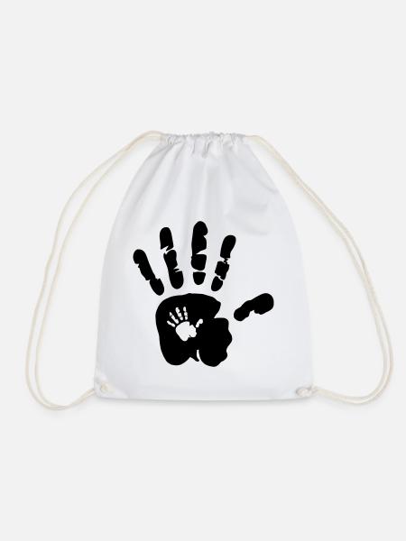 Hand in Hand - Händer - Mama - Baby - Papa - Kind - Turnbeutel - Weiß