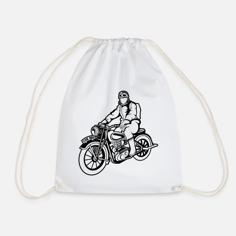 Chopper / Motorrad 04_schwarz - Turnbeutel - Weiß