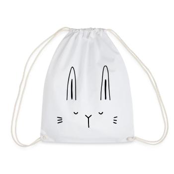 Bunny rabbit face face gift idea - Drawstring Bag - white - Front