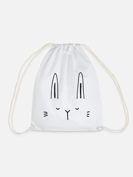 Hase Hasengesicht Gesicht Geschenkidee - Turnbeutel - Weiß