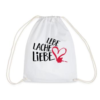 Lebe Lache Liebe | Valentinstag Geschenk - Turnbeutel - Weiß - Vorne