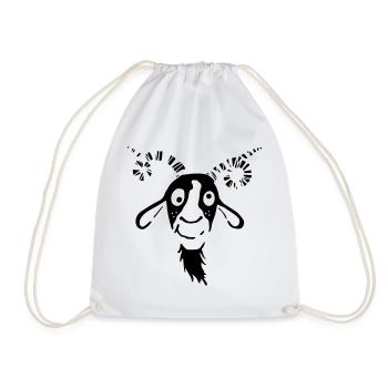 Funny Goat - Drawstring Bag - white - Front