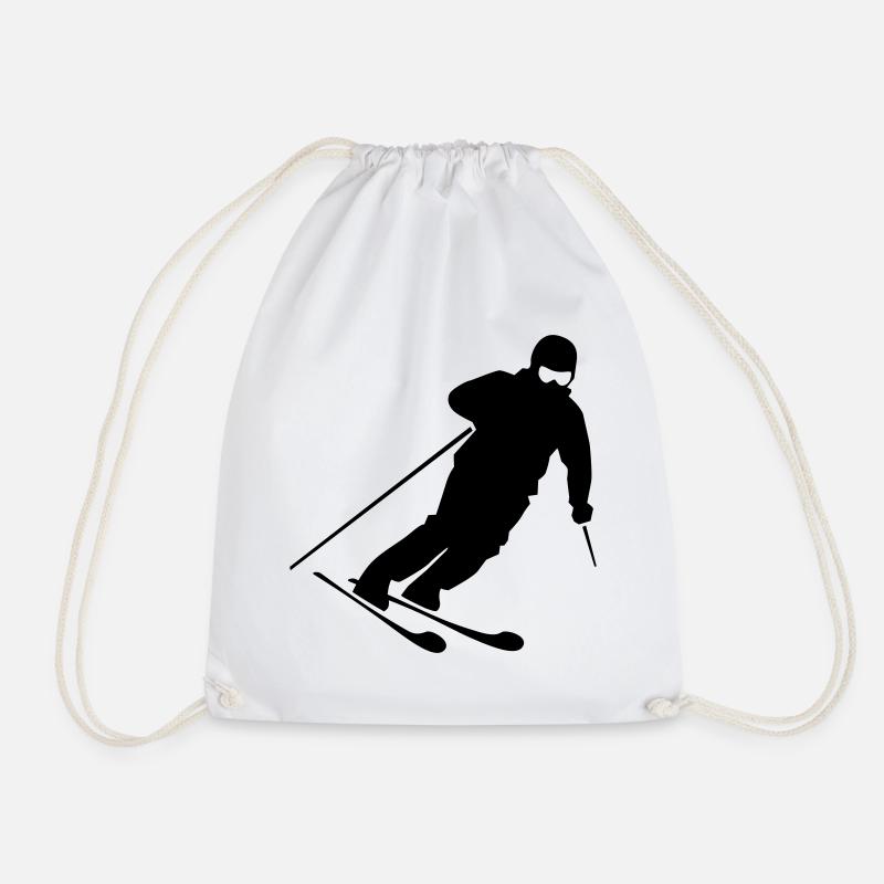 Skifahrer Action Silhouette - Turnbeutel - Weiß