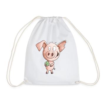 Le bonheur porc avec trèfle - Sac de sport léger - blanc - Devant