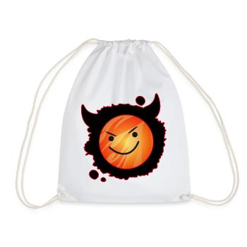 cute devil in flames and glowing face - Drawstring Bag - white - Front