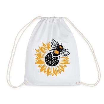 Honigbiene Sonnenblume Natur Design - Turnbeutel - Weiß - Vorne