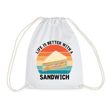 Life is Better with Sandwich Food BBQ - Drawstring Bag - white - Front