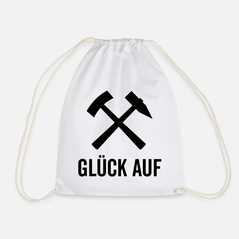 Glück Auf Bergmannszeichen Schlägel Eisen Pott Aue - Turnbeutel - Weiß