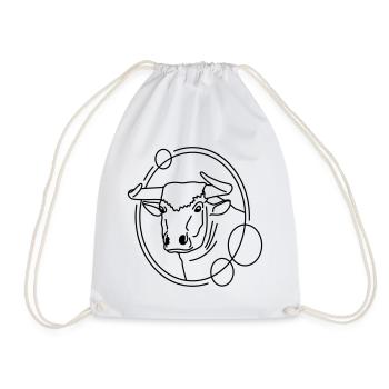 Taureau en forme géométrique - Conception d’art au trait - Sac de sport léger - blanc - Devant