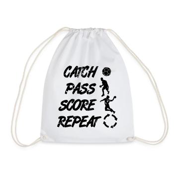 Catch, Pass, Repeat, Points - Drawstring Bag - white - Front