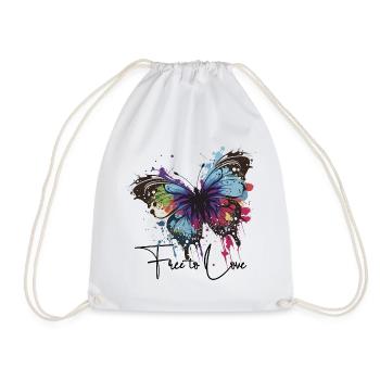 Regenbogen Schmetterling Spritzer free to love  - Turnbeutel - Weiß - Vorne