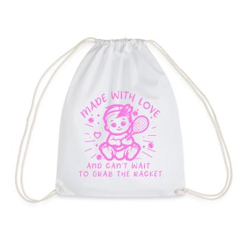 Baby Tennis Body zur Geburt Tennisbaby - Turnbeutel - Weiß - Vorne