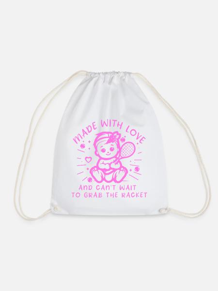 Baby Tennis Body zur Geburt Tennisbaby - Turnbeutel - Weiß