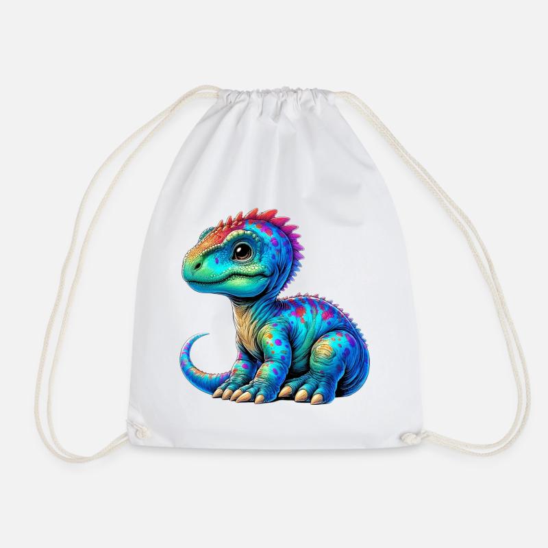 Dinosaur - Drawstring Bag - white