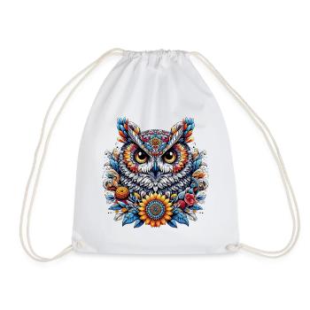 Owl - Drawstring Bag - white - Front