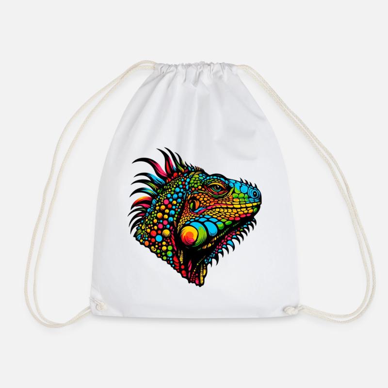 Iguana - Drawstring Bag - white