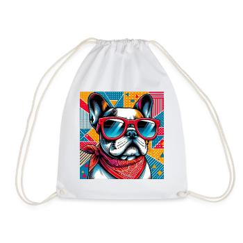 French Bulldog Dog - Drawstring Bag - white - Front