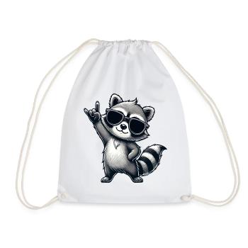 Waschbär mit Rock Pose Raccoon Rock Musik Musiker - Turnbeutel - Weiß - Vorne