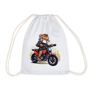 Tiger Motorcyclists - Drawstring Bag - white - Front