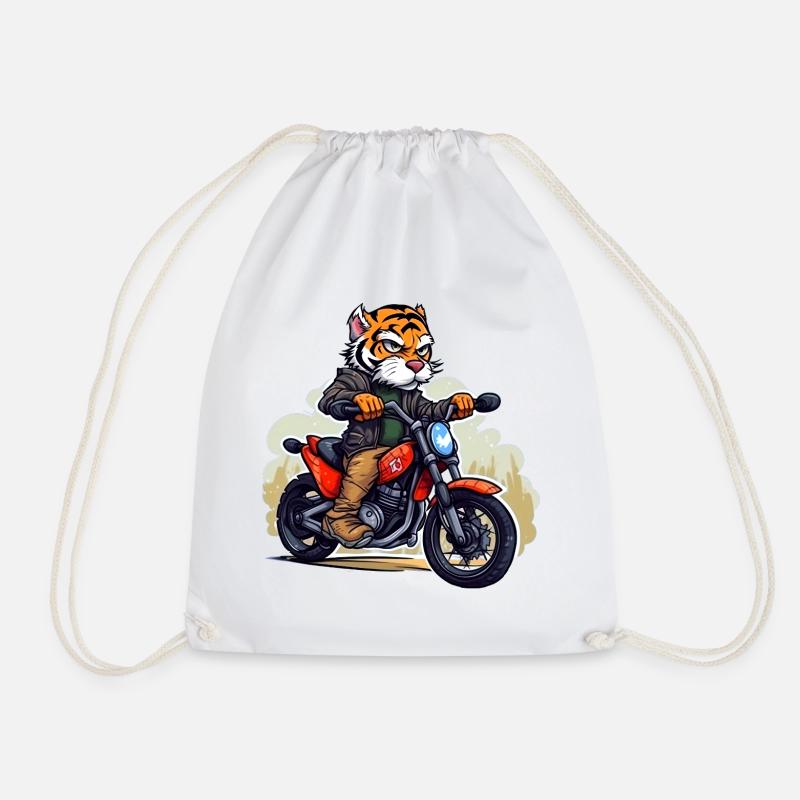 Tiger Motorradfahrer - Turnbeutel - Weiß