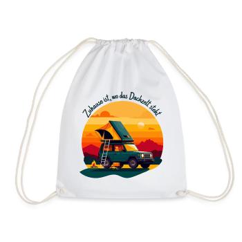 At home under the roof tent - Drawstring Bag - white - Front