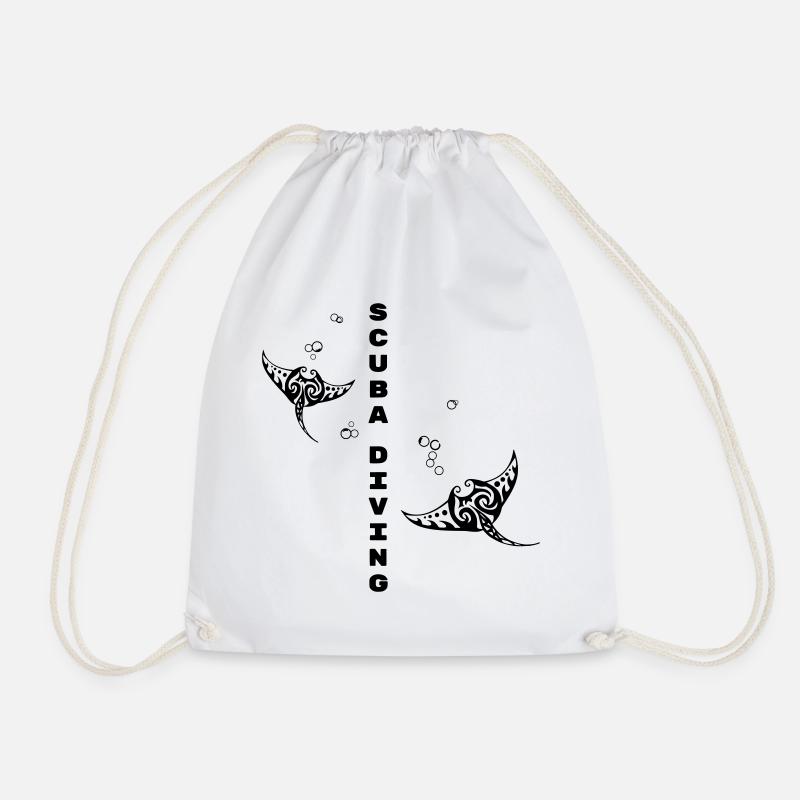 Tauchen – Stammes-Mantarochen-Design - Turnbeutel - Weiß
