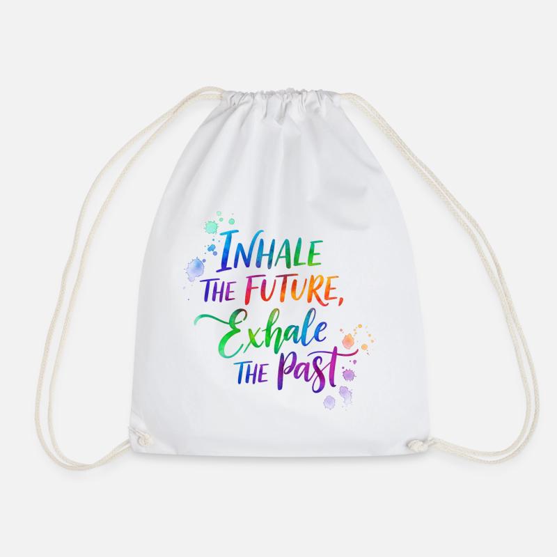 Inspirational Rainbow Calligraphy Design - Drawstring Bag - white