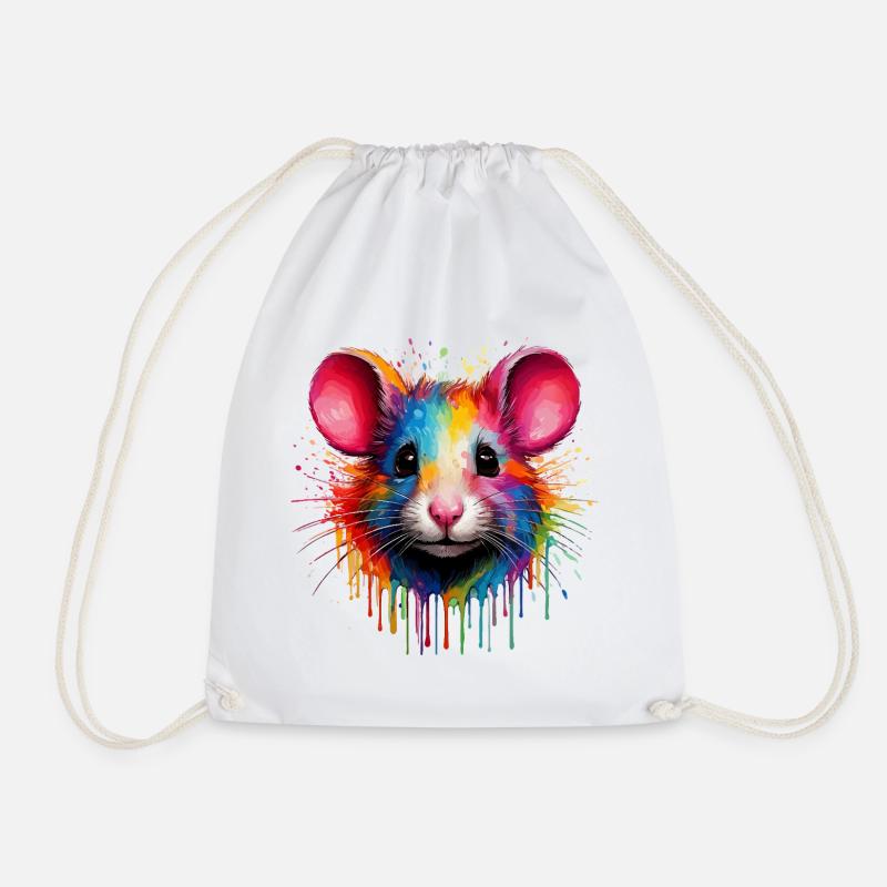 Regenbogenmaus Kopf - Turnbeutel - Weiß