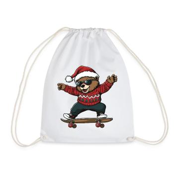 Bear Christmas Funny - Drawstring Bag - white - Front