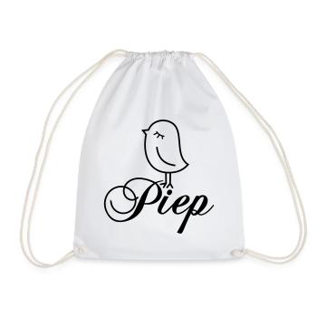 Spatz Piep – Piepmatz Vogel Cartoon Motiv - Turnbeutel - Weiß - Vorne