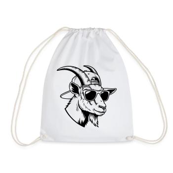 Une chèvre cool avec des lunettes de soleil et une casquette - Sac de sport léger - blanc - Devant