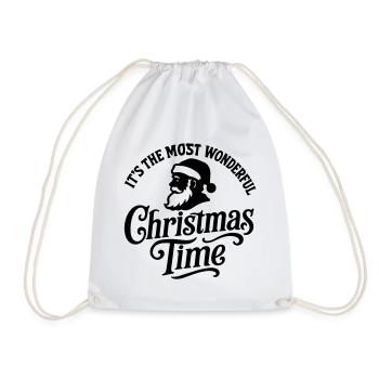 Christmas time Xmas weihnachten rock'n roll Santa - Drawstring Bag - white - Front