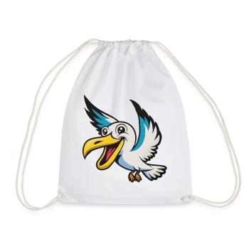 Merry Pelican Mascot - Drawstring Bag - white - Front