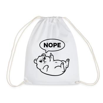 Hamster Middle Finger Nope Outline - Drawstring Bag - white - Front