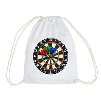 Dartboard Bullseye Three Darts - Drawstring Bag - white - Front