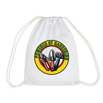 Gardening, circle logo with tools - Drawstring Bag - white - Front